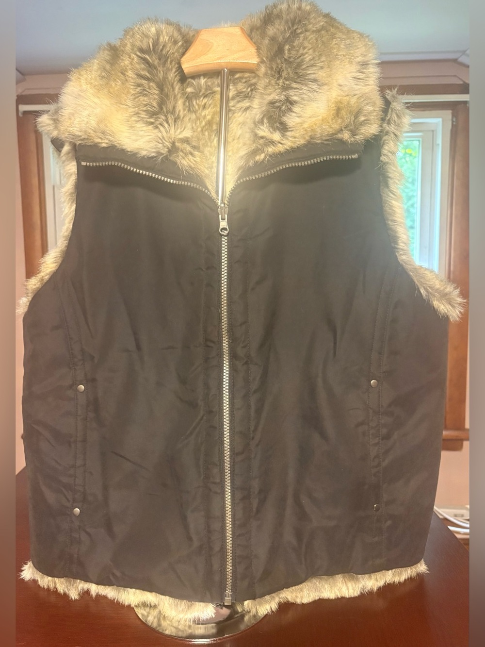 Weatherproof Garment Co. Reversible Black Faux Fur Vest Size XL